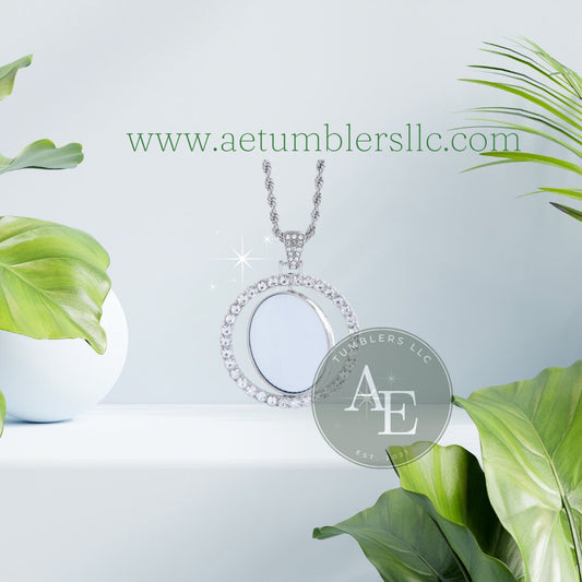 Rotating Circle Pendant Necklaces Sublimate Blank | 2 Side Printable | Large 30mm Round Shape Sub Insert